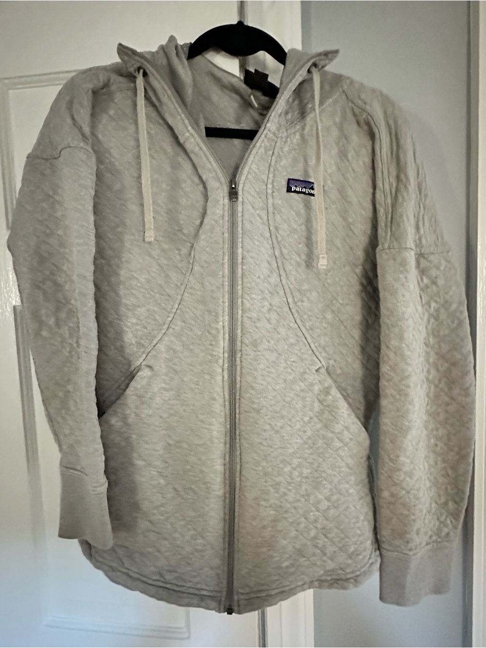 Patagonia Light Gray Quilted Full-Zip Hoodie